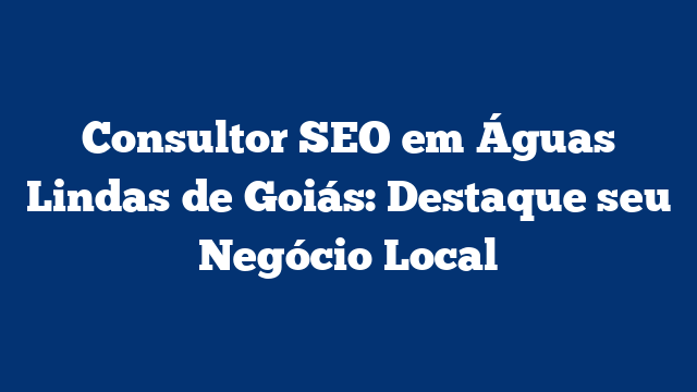Consultor SEO em Águas Lindas de Goiás: Destaque seu Negócio Local